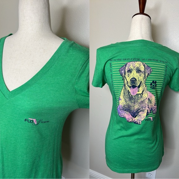 flo grown Tops - FLO GROWN Kelly Green Dog T Shirt Dog St Pattys Day Lover Lab Soft Stretch JR L